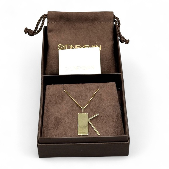 Sydney Evan 14k Gold Large Initial ‘K’ Necklace Fine Jewelry 18” Ball Chain - Picture 1 of 5